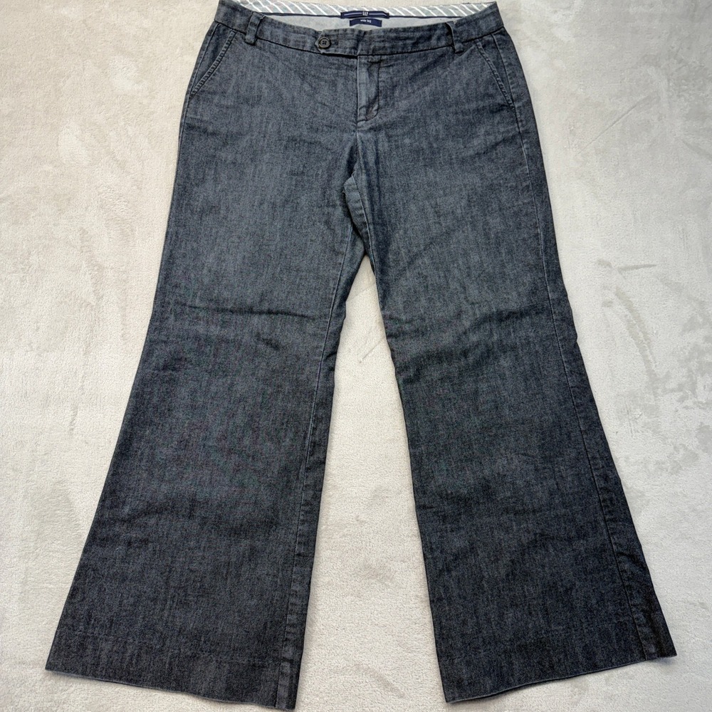 Gap Pants Women's 8 Ankle Trousers Dark Indigo Wash Wide Leg Stretch Denim Style
